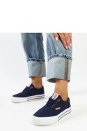 Granatowe damskie trampki na grubej podeszwie CROSS JEANS - Solea