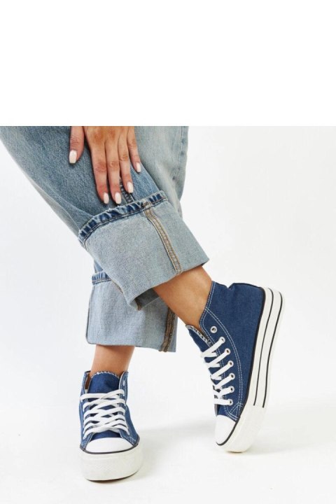 Jeansowe wysokie trampki na grubej podeszwie Bagy - Solea Jeansowe wysokie trampki na grubej podeszwie Bagy - Solea