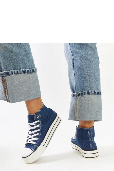 Jeansowe wysokie trampki na grubej podeszwie Bagy - Solea Jeansowe wysokie trampki na grubej podeszwie Bagy - Solea