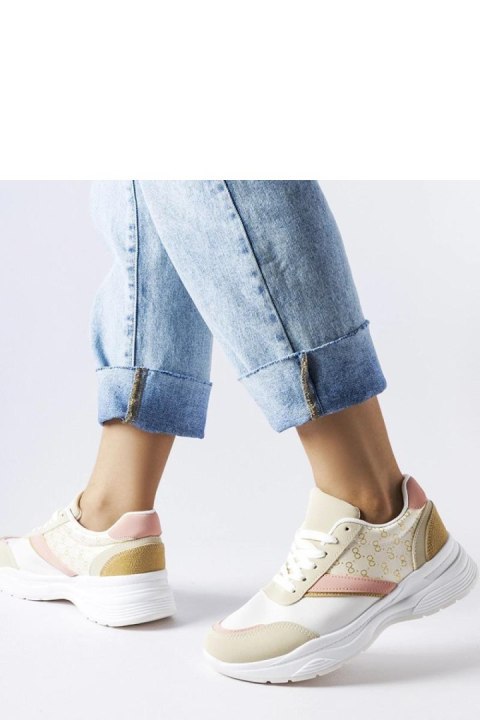 Beżowo-białe sneakersy ze złotym akcentem duffy - Solea Beżowo-białe sneakersy ze złotym akcentem duffy - Solea