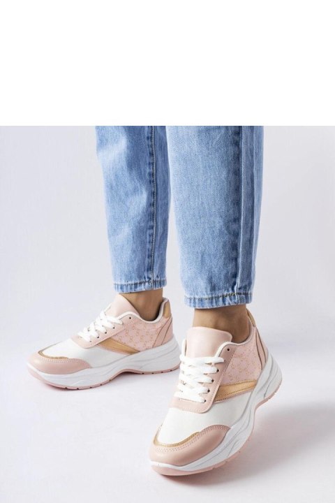 Różowo-białe sneakersy ze złotym akcentem duffy - Solea Różowo-białe sneakersy ze złotym akcentem duffy - Solea