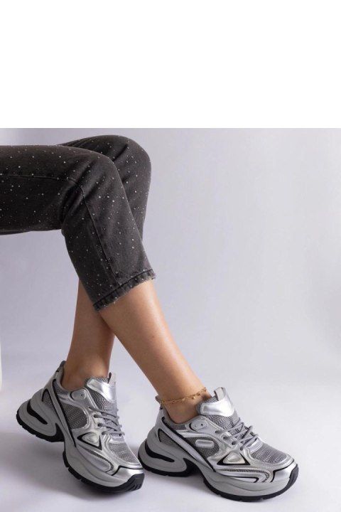 Srebrne sneakersy na masywnej podeszwie Adoma - Solea Srebrne sneakersy na masywnej podeszwie Adoma - Solea