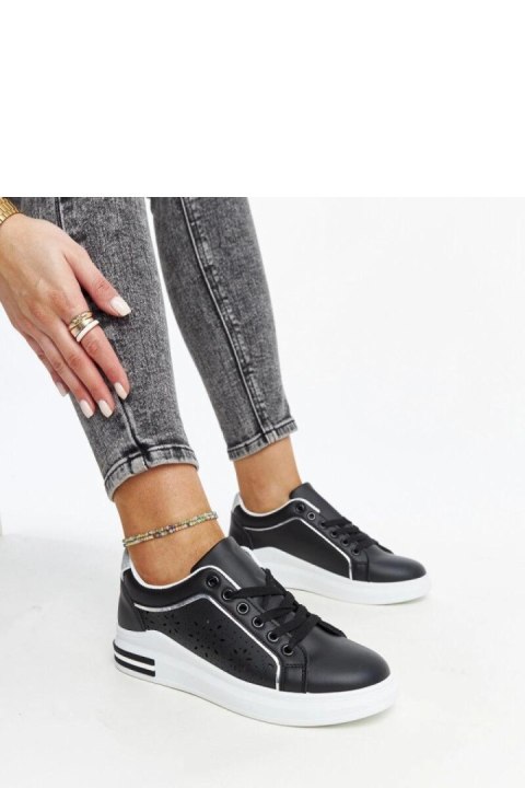 Czarne sneakersy ażurowe z brokatem Zorka - Solea Czarne sneakersy ażurowe z brokatem Zorka - Solea