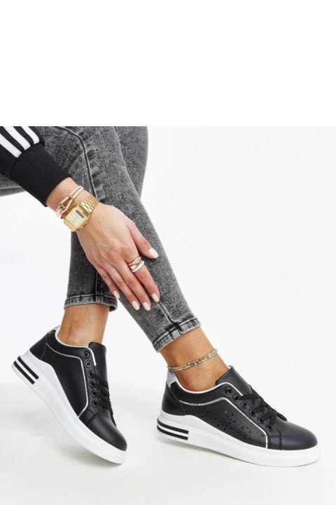 Czarne sneakersy ażurowe z brokatem Zorka - Solea Czarne sneakersy ażurowe z brokatem Zorka - Solea