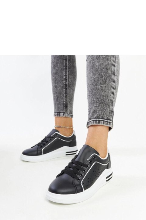 Czarne sneakersy ażurowe z brokatem Zorka - Solea Czarne sneakersy ażurowe z brokatem Zorka - Solea