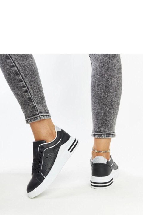Czarne sneakersy ażurowe z brokatem Zorka - Solea Czarne sneakersy ażurowe z brokatem Zorka - Solea