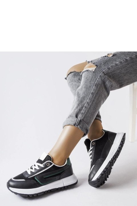 Czarne sneakersy z zielonym akcentem Tod - Solea Czarne sneakersy z zielonym akcentem Tod - Solea